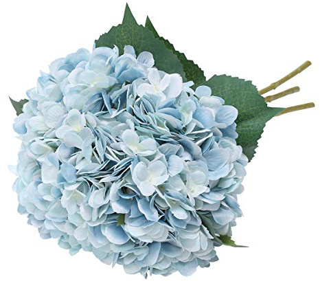 Tifuly Artificial Hydrangea Flower, 5 PCS Ramos de hortensias de Seda de Tallo Largo para Bodas, hogar, Hotel, decoración de Fiestas, centros de Mesa (Azul)