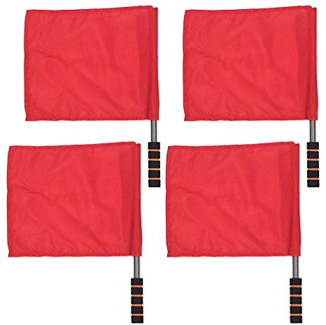 LIOOBO 4 Stücke Fußball Linienrichter Schiedsrichter Fahnen Metallstange Schaum Griff für Fußball Leichtathletik (Rot)