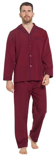 Lora Dora Strong Soul Mens Traditional 2 Piece Pyjamas Plain Red Small