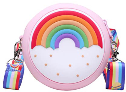 Jzhen Borsa Arcobaleno per Bambini,Mini Graziosa Borsa a Tracolla a Croce con Spallacci Regolabili,Adatta alle Ragazze