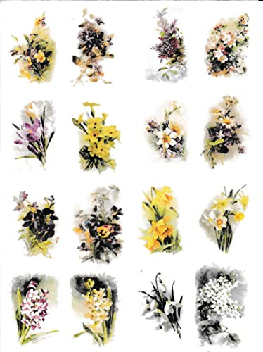 Zita`s Creative Rispapper A3 – trädgårdsblommor mix. Motivhalmsilke, halmsidenpapper, decoupage papper