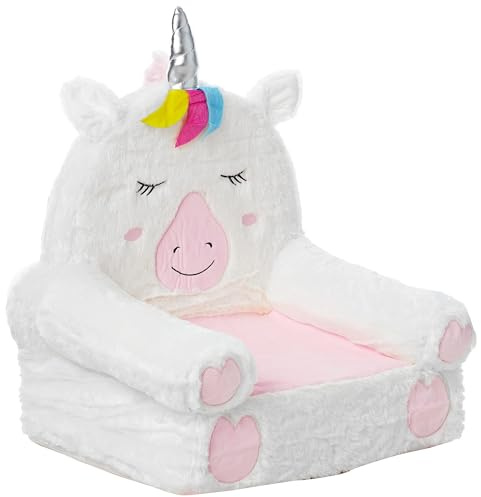 Amazon Basics Children's Plush Toddler Chair for Bedroom, Easy to Clean, Unicorn, Medium, Multicolor