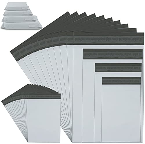 Annhao Enveloppes Expédition Plastique Emballage Colis Vetement Sac Mixte 50 Pièces B5 A4 B4 B3 Blanc Joint Pochette Envoie Colis Sachet (4 Tailles)