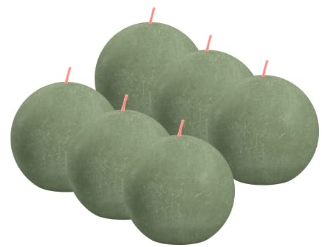 Bolsius - Rustikt Bolljus - Olivgrönt - Ø 7,6 cm - 6 Stycken