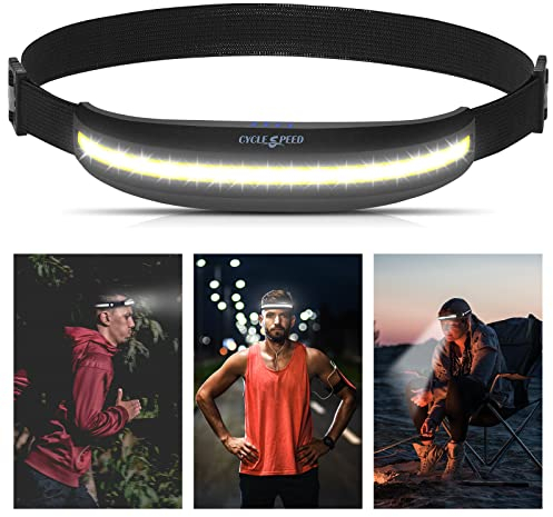 HONGYEA Outdoor wiederaufladbare LED Stirnlampe, 400 Lumen COB 230° breiter Strahl, 4 Modi leichte kopflampe, IPX4 wasserdichtes Lauflicht für Outdoor-Camping Laufen Radfahren und Helm Beleuchtung