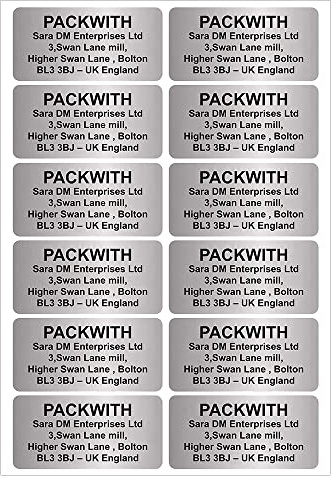 Silver New Address Labels 12 Labels Per Sheet (99 x 42 mm) A4 Address Labels Stickers Personalised for Shipping Boxes, Envelopes & Parcel Bags Packwith®