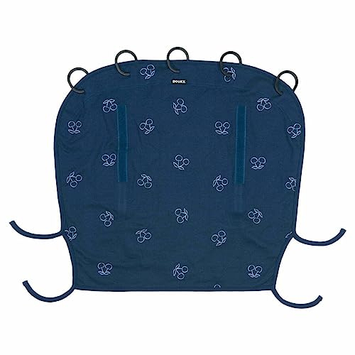 Dooky - Sonnenschutz für Kinderwagen, Buggy & Babyschale - Blau mit Kirschen - Sonnensegel Wetterschutz, Regenschutz Kinderwagen, Sonnenschutz Buggy, Sonnenschirm - Baumwolle - LxBxH = 26x3x18 cm