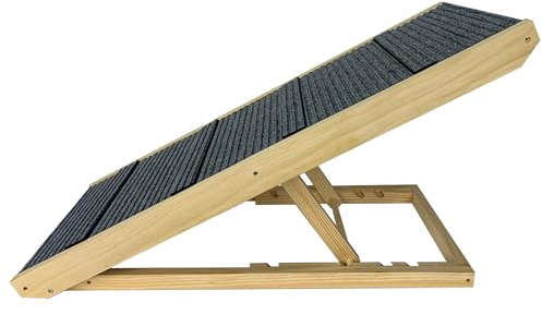 UISEBRT Hundetreppe Klappbar Hunderampe Haustiertreppe aus Holz Tiertreppe mit Anti-rutsch Einsatz, Petwalk Hundeleiter Auffahrrampe Für Haustiere bis zu 100 kg