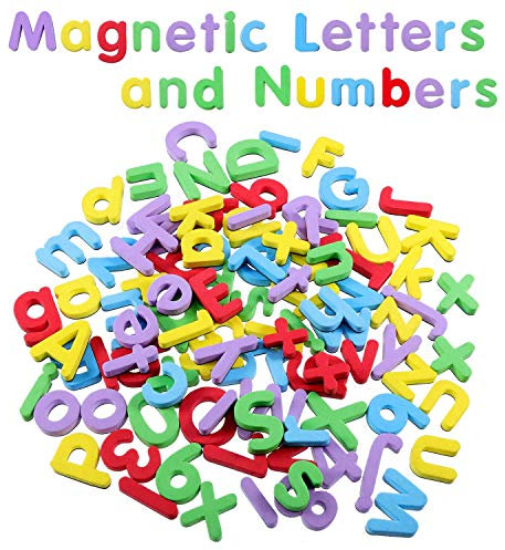 Magnet Buchstaben und Zahlen, 108 Stück Magnetbuchstaben für Kinder, Magnetische Alphabet und Zahlen für Magnettafel und Kühlschrank, für ABC Lernspiele, Buchstabieren Lernen, Lesen und Phonetik üben