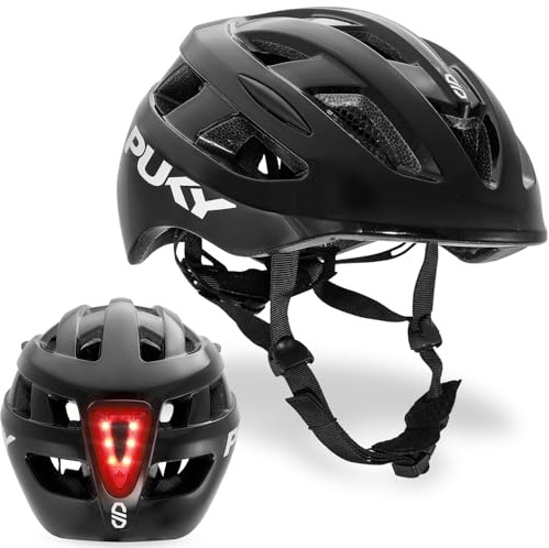 PUKY Helmet S Schwarz | Kinder Fahrradhelm 48-55 cm | Leichtgewicht 220g | Maximaler Schutz & Belüftung | 360° Sichtbarkeit durch Licht-Modul | Ideal für Sicherheit und Komfort auf dem Fahrrad