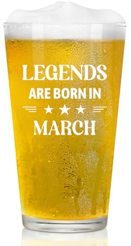 Joymaking Beer Glass Birthday Gifts for Men - Legends are Born in March, Gifts for Men Birthday Present, Mens Birthday Gifts, Gifts for Him Who Has Everything, Gifts for Men Birthday Unique 15oz