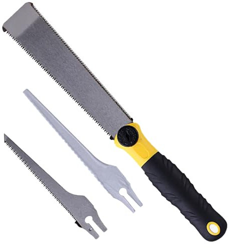 Lot de 3 scies japonaises pour le travail du bois - Scie à main à double tranchant pour bois - Petite scie avec 3 lames interchangeables - Scie à métaux pour couper le métal, le travail du bois