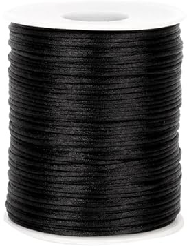 1,5 mm x 100 m snöre svart, virkad väska armband snöre slitstark, polyestersnöre för armband, polyestertråd flätat, smycketillverkning, gör-det-själv-hantverk