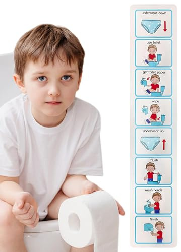Calcomanía de entrenamiento para ir al baño – Horario visual de inodoro, guía de orinal para niños | Tarjetas visuales de inodoro de educación especial, calcomanías de horario de orinal para ayuda