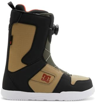 DC Shoes Men's Phase BOA Adjustable Lace-Up Snowboard Boot, Liner w/EVA Memory Foam & Fleece Lining, Moisture-Wicking Insole, Brown/Black/White, 10.5