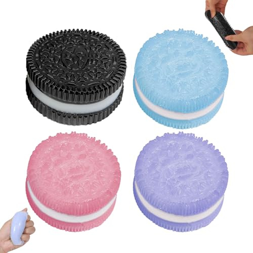 GWAWG 4 Pièces Jouets Anti-Stress Enfant,Jouets Anti-Stress Enfant Doux Squeeze, Biscuit Stress Relief Toy, Doux Squeeze Jouets Biscuit,Fidget Balls Jouet Sensoriel à Presser,Jouet Sensoriel à Presser