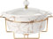 jinsongdafa Porcelain Serving French Tureen Set with Glass Lid and rack, 2500 ML Casserole Baking Dish, Chafing Dish for Buffet, food preserve Tray, Catering Casserole for Party Style