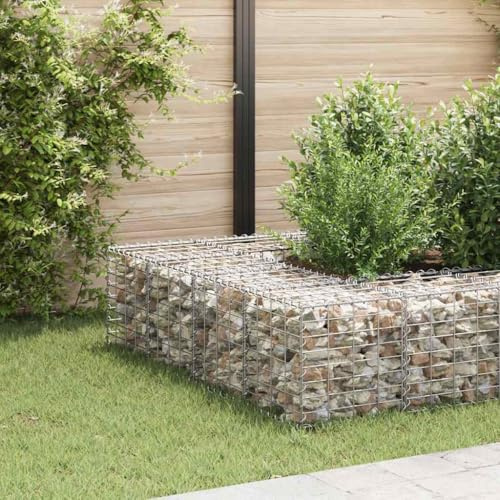 Qnhdfrt Gabion - Jardinière surélevée - 40 x 40 x 40 cm - Fil d'acier argenté - Robuste - Pour jardin, balcon, terrasse, gabion - Design moderne - Pour extérieur, parterre d'herbes aromatiques et