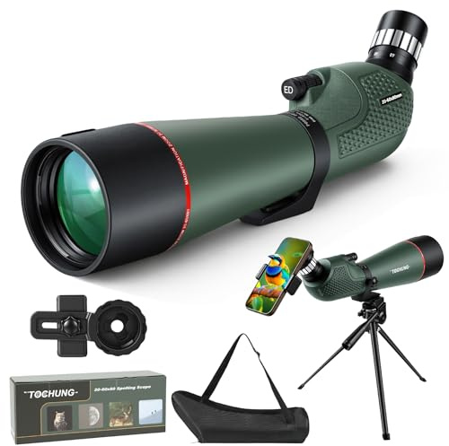 TOCHUNG 20-60x80 HD Spotting Scope | Waterproof & Fogproof High-Powered Telescope for Long-Distance Birdwatching, Target Shooting, Astronomy | Included Phone Adapter & Tripod & Carry Bag