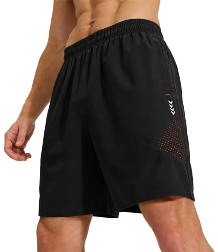 LUWELL PRO Mens Gym Shorts with 3 Zip Pockets Waterproof Shorts 3060 B M