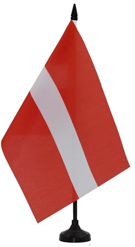 AZ FLAG Bordsflagga Lettland 21x14 cm Lettisk 100D Polyester Plastfot