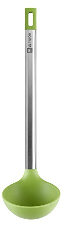 BRA Prior Cazo de Cocina Apta para el Contacto con los Alimentos, Acero Inoxidable 18/10 y Silicona, Verde Y Plata, 32 cm