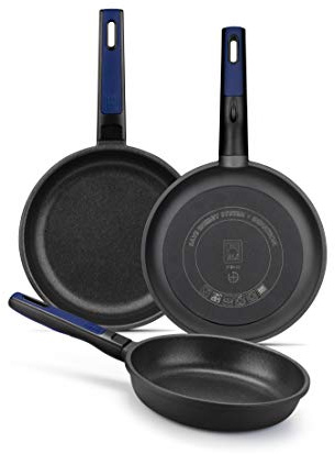 BRA Advanced Set 3 sartenes de Aluminio Fundido antiadherente, 20|24|28 cm, sin PFOA, Reforzado, Rendimiento Superior y Resistencia a los Arañazos, Apta para Inducción