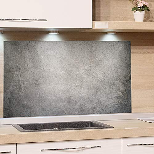 GRAZDesign Spritzschutz Glas Granit Grau Marmor, Glasbild als Küchenrückwand Glas - Küchenspiegel - Wandschutz Küche Herd Glasrückwand für Küche, 80x60cm