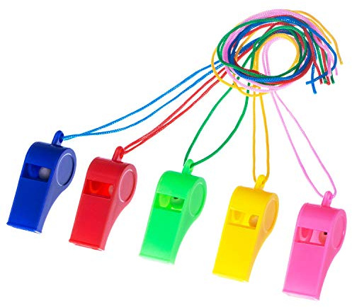 byou Fischietti in Plastica 72 Pezzi Colorati Fischietto da Allenatore con Cordini per Eventi Sportivi Addestramento per Cani Festa Bomboniere di Compleanno