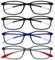 OPULIZE Ice Lesebrille 4er Pack Ultraleicht Rahmen Kratzfest Mattschwarz Kristallblau Kristallgrau Herren Damen RRRR61-1137 +1.00