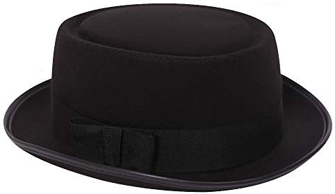 Svart pork pajhatt för vuxna – klassisk svart fläskpaj hatt – moder och filmer fläskpaj hatt för män och kvinnor – passar 58 cm huvudstorlek, Svart, 7.125