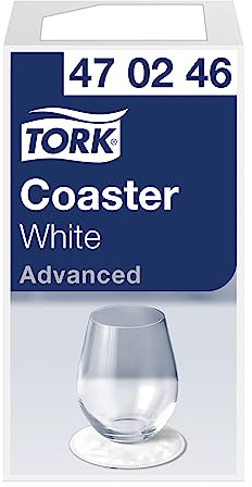 Tork Sottobicchiere rotondo in carta bianca, extra spesso, 250 sottobicchieri, 470246