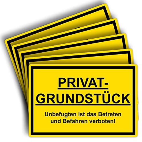5 Stück XXL Privatgrundstück Unbefugten ist das betreten und befahren verboten Schild 40 x 30 cm aus stabiler PVC Hartschaumplatte 5 mm Achtung Privatgrund Schild mit UV-Schutz von STROBO