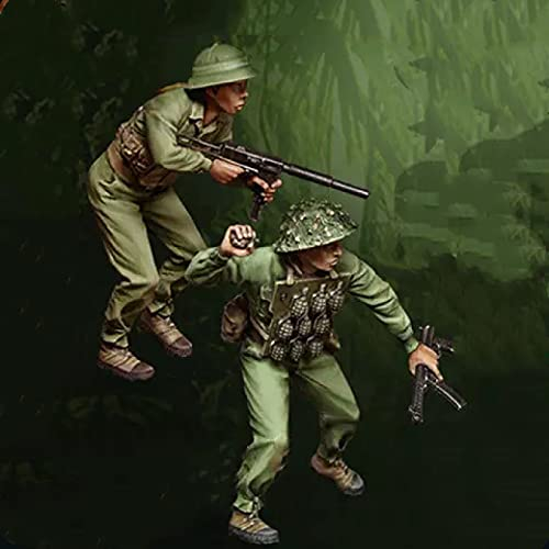 Risjc 1:35 Vietnam Soldat Resin Soldatenmodell (2 Personen) unbemalt und unmontiert Miniaturmodellbausatz/R84157
