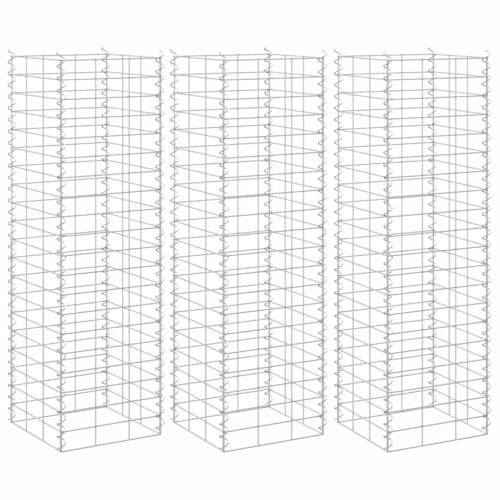 vidaXL 3X Arriate de Gaviones Jardinera Macetero Cesta Pared Alambre Maceta Flores Plantas Jardín Patio Terraza Estable Hierro 30x30x100 cm