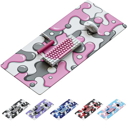 Kraken Keyboards Drip Edition Tapis de Souris de Jeu XXL Noir et Blanc Gris - Tapis de Souris Artisanal Professionnel - Tapis de Bureau de Jeu - 91,4 x 40,6 cm épais XL étendu (Quartz Drip, XXL (91,4