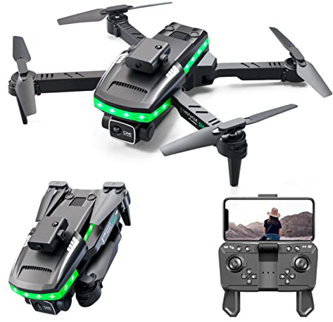 Drone FPV Pliable, Mini Drone WiFi RC avec Caméra 4K Dual HD, Quadricoptère de Détection Intelligente, APP & Contrôle Gestuel, Lumière LED, Flip 3D pour Adultes, Enfants