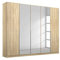 Rauch Möbel Alabama Schrank Kleiderschrank Eiche Sonoma Spiegel, Holz, 5-türig, Inklusive Zubehörpaket Superior, 3 Kleiderstangen, 6 Einlegeböden, 3 Schubladen, 1 Wäscheeinteilung, BxHxT 226x210x54 cm