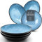 Set di 6 Piatti Fondi Moderni della Serie Ibiza, Eleganti Piatti per Pasta e Zuppe, Design Stiloso - Servizio Piatti per 6 Persone in Steingut - Pure Living Nero e Blu Profondo