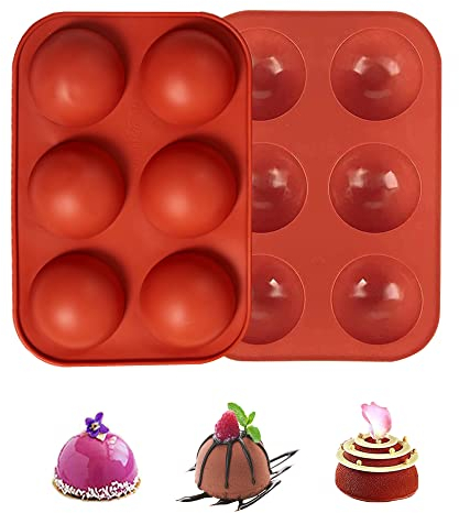 duoyif Schokoladenformen Halbkugel Silikonform 6 Löcher Ø 5cm Kugelformen Backform Kugel Silikonform Kugel Schokoladenform Für Diy Schokolade Kugel Eiswürfel Gelee Dome-Mousse Kuchen Seife 2Stück