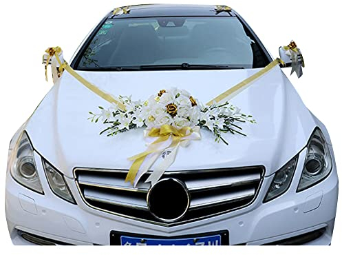 URFEDA Bilsmycken bröllop krans bröllopssmycken gasväv ros dekoration set bil smycken brud par ros dekoration dekoration bil bröllop dekoration bil blomma smycken dekoration för bröllop fest