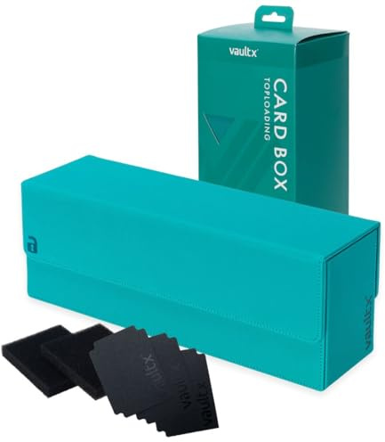 Vault X Trading Card Storage Box, Premium Exo-Tec Material, Detachable Magnetic Lid, Dividers & Foam Fillers, Organise Deck Boxes, Toploaders, Sleeved Cards, for Collectible Games, Sports, TCG (Teal)