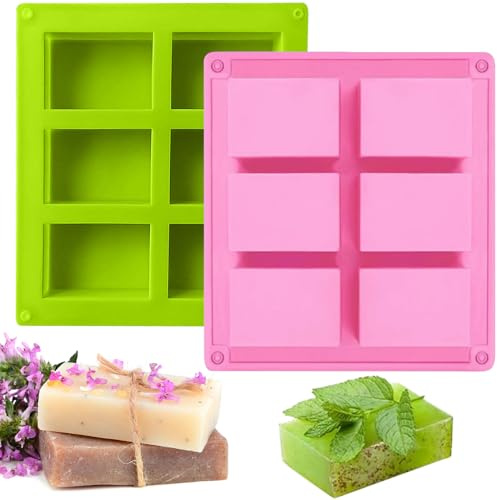 Lot de 2 moules en silicone pour savon, moule à savon, moule à savon, moule à chocolat, moule à savon, moule à chocolat, moule à savon à couler pour bricolage, chocolat, savon, gâteau, artisanat fait