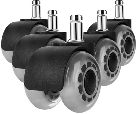 Ruedas para Silla Oficina GIOVARA 5 Piezas Ruedas de Oficina para Muebles Ruedas silla oficina 360 grados rotación sin arañazos-11 mm x 22 mm, ruedas para suelos duros, de funcionamiento suave