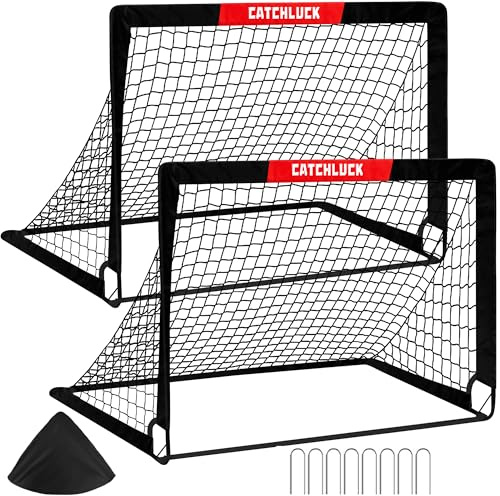 CATCHLUCK Football Goals for Kids Football Nets for the Garden Pop Up Goal Set Outdoor Goal Post with Carry Bag