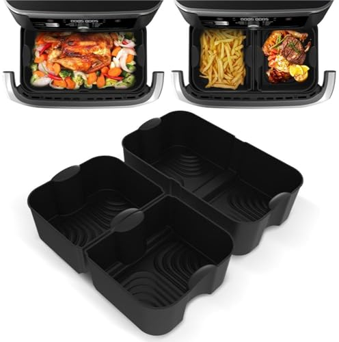Pietuley 3Pcs Plus Grand Moule Silicone Air Fryer pour Ninja AF500EU COSORI, Accessoire Air Fryer Ninja Foodi Flex 10,4L AF500EU/ COSORI Air Fryer 10L Plat pour Ninja Max AF500EU Accessoire 10.4 L