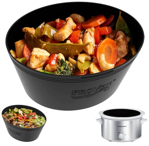 FROVEN 4-4.5 Quart Silicone Slow Cooker Liners Oval – Thickened, Weighted & Sturdy Reusable Crockpot Inserts. Leakproof, Dishwasher Safe, Compatible with Most 4QT to 4.5QT Crock Pot Slow Cookers.