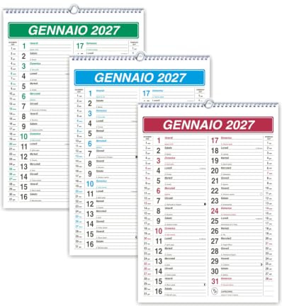 Calendario - TRIS CALENDARI 2027 da parete 297 x 420 mm (A3) (3 colori)