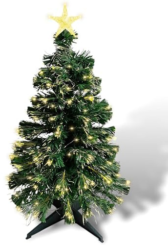 Fiberglas Weihnachtsbaum: Deko-Tannenbaum, LED-Beleuchtung mit Stern, 90 cm (Glasfaser Weihnachtsbaum, Weihnachtsbaum LED, Weihnachtsbaumbeleuchtung, warmweiß)