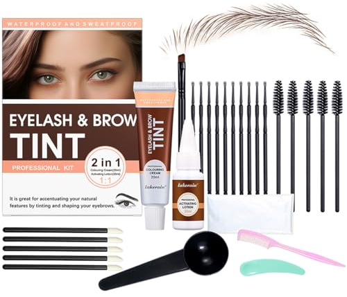 Lash and Brow Color Kit, 2 in 1 Eyelash and Eyebrow Color Set, Professional Lash and Brow Lift Kit with Natural Effects for Home Salon and Beginners, Waterproof, Lasting for 4-6 Weeks (#2, Brow)
